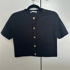 Abercrombie Short Sleeve Cardigan with Gold Buttons